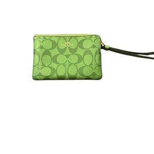 Coach Signature Green Wristlet